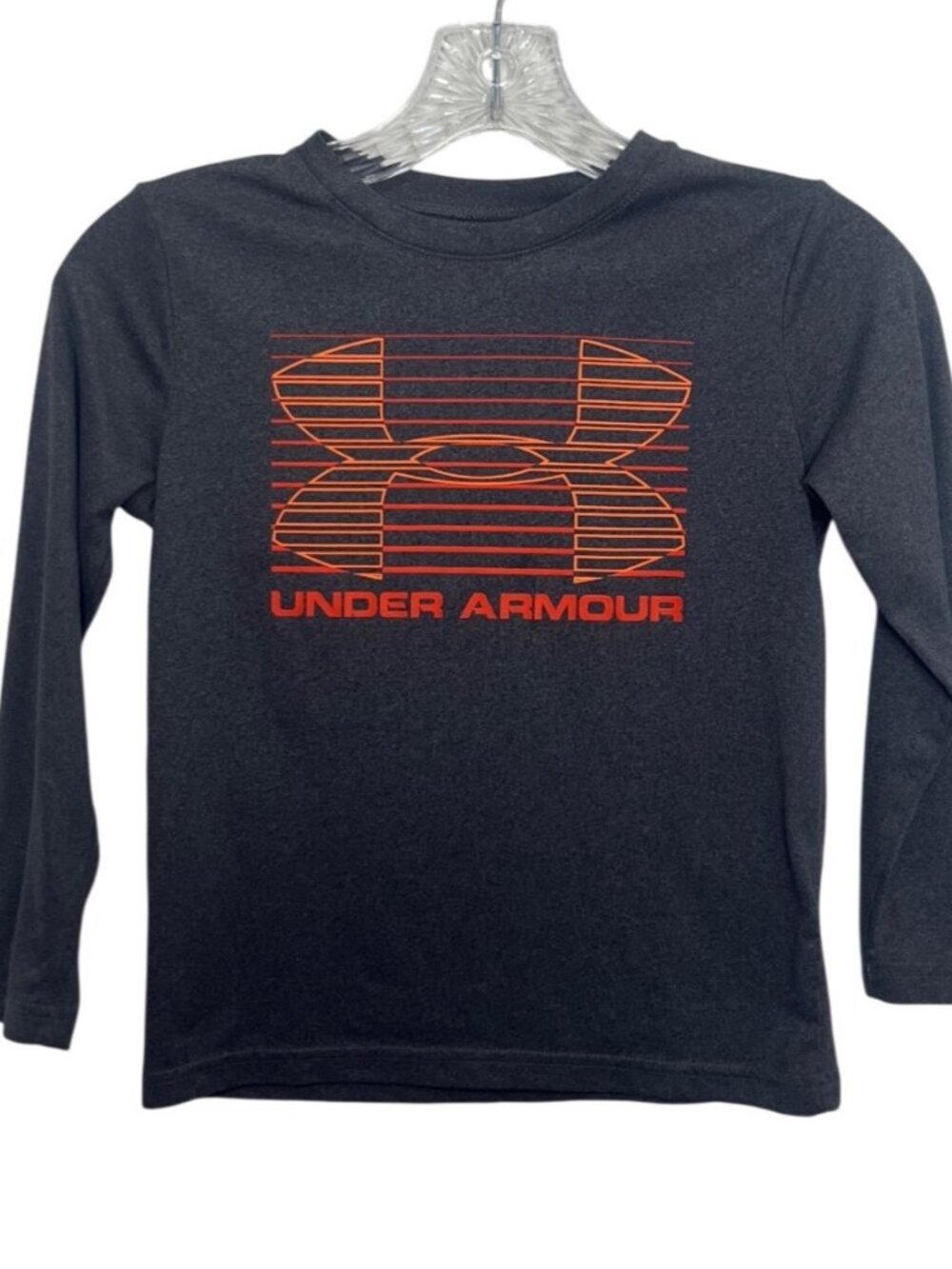 Under Armour Kids Long Sleeve Shirt Boys 6 Gray‎ Orange Logo